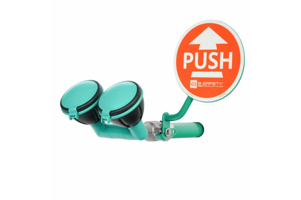 Oczomyjka ścienna B-SAFETY — 2 głowice 45° — z dźwignią push Oczomyjka ścienna B-SAFETY — 2 głowice 45° — z dźwignią push