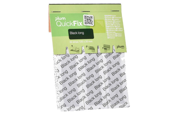 30 czarnych plastrów Long - wkład do dozownika Plum QuickFix