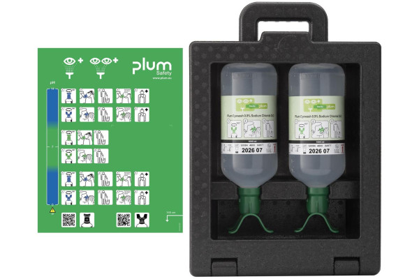 Zestaw do płukania oka Plum iBox 2 — 2×1000 ml 0,9% NaCl (DUO)
