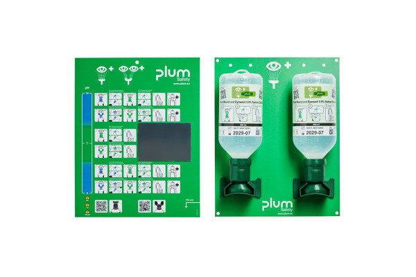 Zestaw do płukania oka i ran Plum 0,9% NaCl — 2×500 ml (otwarta stacja naścienna)