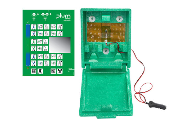 Zestaw do płukania oka Plum — pusta podgrzewana stacja Plug&Heat