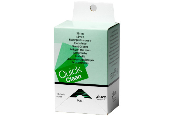 40 chusteczek do oczyszczania ran - wkład do dozownika Plum QuickClean