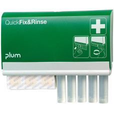 Dozownik z ampułkami do oczu i plastrami Plum QuickFix & Rinse — 5×20 ml 0,9% NaCl, 45 plastrów